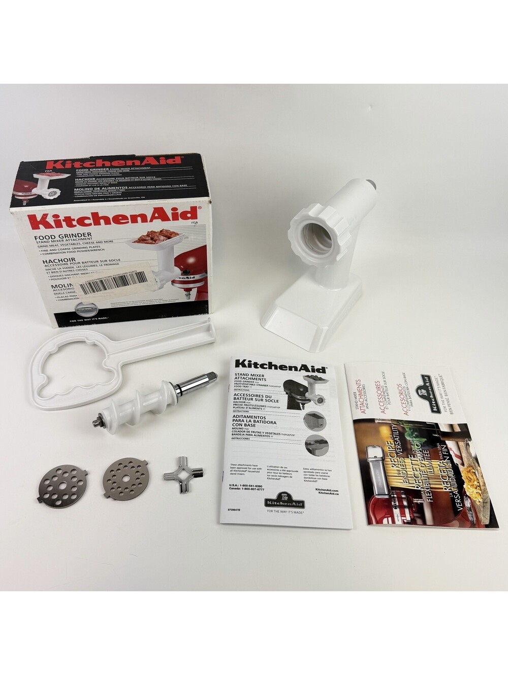 KitchenAid Food Grinder Stand Mixer Attachment FGA White
